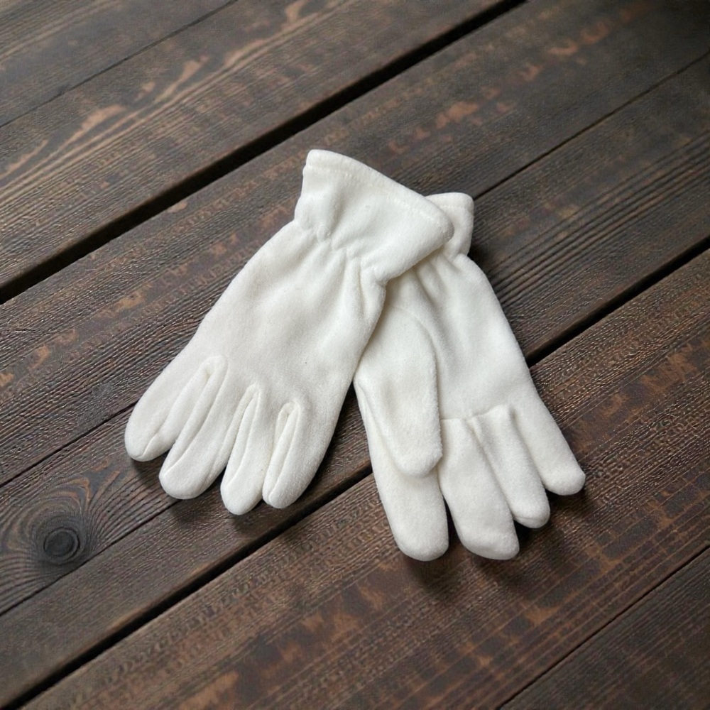 Girls Winter White Fleece Gloves Small-Medium (NEW)